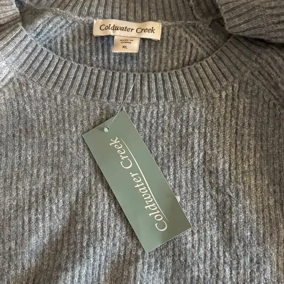 NWT Coldwater Creek Sweater Gray Blue XL Women's long sleeve ribbed Pullover - Picture 6 of 9
